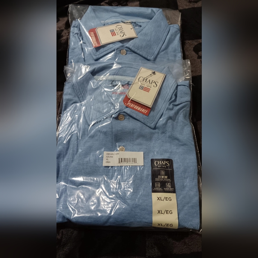 2 XL Chaps Men's Azure Polo Shirt